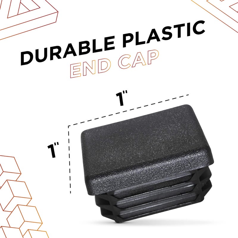 Prescott Plastics 1â€ (25.4mm) Outer Perimeter Ribbed Plastic Hole Plugs, Square Black Metal Tubing End Caps, Strong Furniture Leg Inserts, Impact & Weather Resistant, Made in The USA - 4 Pack - Image 2